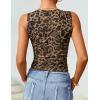 imageZESICA Womens 2026 Summer Sleeveless Floral Tank Tops Mesh Y2K Crop Going Out Outfits Beach Vacation Trendy ClothesLeopard