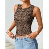 imageZESICA Womens 2026 Summer Sleeveless Floral Tank Tops Mesh Y2K Crop Going Out Outfits Beach Vacation Trendy ClothesLeopard