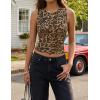 imageZESICA Womens 2026 Summer Sleeveless Floral Tank Tops Mesh Y2K Crop Going Out Outfits Beach Vacation Trendy ClothesLeopard