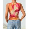 imageZESICA Womens 2026 Summer Sleeveless Floral Tank Tops Mesh Y2K Crop Going Out Outfits Beach Vacation Trendy ClothesOrange