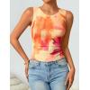 imageZESICA Womens 2026 Summer Sleeveless Floral Tank Tops Mesh Y2K Crop Going Out Outfits Beach Vacation Trendy ClothesOrange