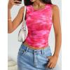 imageZESICA Womens 2026 Summer Sleeveless Floral Tank Tops Mesh Y2K Crop Going Out Outfits Beach Vacation Trendy ClothesRose