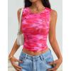 imageZESICA Womens 2026 Summer Sleeveless Floral Tank Tops Mesh Y2K Crop Going Out Outfits Beach Vacation Trendy ClothesRose