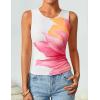 imageZESICA Womens 2026 Summer Sleeveless Floral Tank Tops Mesh Y2K Crop Going Out Outfits Beach Vacation Trendy ClothesWhite