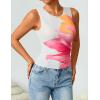 imageZESICA Womens 2026 Summer Sleeveless Floral Tank Tops Mesh Y2K Crop Going Out Outfits Beach Vacation Trendy ClothesWhite