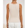 imageZESICA Womens 2026 Summer V Neck Tank Tops Spring Sleeveless Lace Trim Ribbed Knit Casual Going Out Cami ShirtsApricot