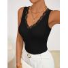 imageZESICA Womens 2026 Summer V Neck Tank Tops Spring Sleeveless Lace Trim Ribbed Knit Casual Going Out Cami ShirtsBlack