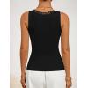 imageZESICA Womens 2026 Summer V Neck Tank Tops Spring Sleeveless Lace Trim Ribbed Knit Casual Going Out Cami ShirtsBlack