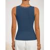 imageZESICA Womens 2026 Summer V Neck Tank Tops Spring Sleeveless Lace Trim Ribbed Knit Casual Going Out Cami ShirtsDustyblue