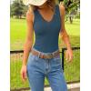 imageZESICA Womens 2026 Summer V Neck Tank Tops Spring Sleeveless Lace Trim Ribbed Knit Casual Going Out Cami ShirtsDustyblue