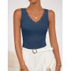 imageZESICA Womens 2026 Summer V Neck Tank Tops Spring Sleeveless Lace Trim Ribbed Knit Casual Going Out Cami ShirtsDustyblue