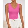 imageZESICA Womens 2026 Summer V Neck Tank Tops Spring Sleeveless Lace Trim Ribbed Knit Casual Going Out Cami ShirtsHotpink