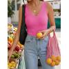 imageZESICA Womens 2026 Summer V Neck Tank Tops Spring Sleeveless Lace Trim Ribbed Knit Casual Going Out Cami ShirtsHotpink