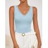 imageZESICA Womens 2026 Summer V Neck Tank Tops Spring Sleeveless Lace Trim Ribbed Knit Casual Going Out Cami ShirtsLightblue