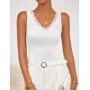 imageZESICA Womens 2026 Summer V Neck Tank Tops Spring Sleeveless Lace Trim Ribbed Knit Casual Going Out Cami ShirtsWhite