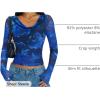 imageZESICA Womens Floral Mesh Long Sleeve Tops 2026 Fall Cowl Neck Slim Fit Going Out Y2k Shirts Trendy Date Night OutfitsDark Blue