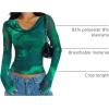 imageZESICA Womens Floral Mesh Long Sleeve Tops 2026 Fall Cowl Neck Slim Fit Going Out Y2k Shirts Trendy Date Night OutfitsGreen