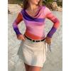 imageZESICA Womens Floral Mesh Long Sleeve Tops 2026 Fall Cowl Neck Slim Fit Going Out Y2k Shirts Trendy Date Night OutfitsPurple