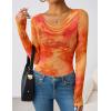 imageZESICA Womens Floral Mesh Long Sleeve Tops 2026 Fall Cowl Neck Slim Fit Going Out Y2k Shirts Trendy Date Night OutfitsTangerine