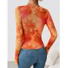 imageZESICA Womens Floral Mesh Long Sleeve Tops 2026 Fall Cowl Neck Slim Fit Going Out Y2k Shirts Trendy Date Night OutfitsTangerine