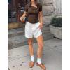 imageZESICA Womens Short Sleeve Asymmetrical Neck Ruched Slim Fit T Shirts 2026 Summer Casul Trendy Clothes Y2K Going Out TopsCoffee