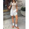 imageZESICA Womens Short Sleeve Asymmetrical Neck Ruched Slim Fit T Shirts 2026 Summer Casul Trendy Clothes Y2K Going Out TopsSand