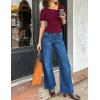 imageZESICA Womens Short Sleeve Asymmetrical Neck Ruched Slim Fit T Shirts 2026 Summer Casul Trendy Clothes Y2K Going Out TopsWine