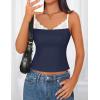 imageZESICA Womens Sleeveless Lace Camisole Tops Summer 2026 Spaghetti Strap Tank Top Y2k Sexy Going Out Trendy ShirtsNavy