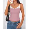 imageZESICA Womens Sleeveless Lace Camisole Tops Summer 2026 Spaghetti Strap Tank Top Y2k Sexy Going Out Trendy ShirtsPink