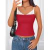 imageZESICA Womens Sleeveless Lace Camisole Tops Summer 2026 Spaghetti Strap Tank Top Y2k Sexy Going Out Trendy ShirtsRed