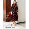 imageZESICA Womens Spring Floral Long Sleeve Maxi Dresses 2026 Casual Button Belted Chiffon Boho Wedding Guest Party DressBlack