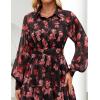 imageZESICA Womens Spring Floral Long Sleeve Maxi Dresses 2026 Casual Button Belted Chiffon Boho Wedding Guest Party DressBlack