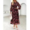 imageZESICA Womens Spring Floral Long Sleeve Maxi Dresses 2026 Casual Button Belted Chiffon Boho Wedding Guest Party DressBlack