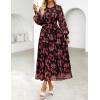 imageZESICA Womens Spring Floral Long Sleeve Maxi Dresses 2026 Casual Button Belted Chiffon Boho Wedding Guest Party DressBlack