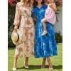 imageZESICA Womens Spring Floral Long Sleeve Maxi Dresses 2026 Casual Button Belted Chiffon Boho Wedding Guest Party DressBlue