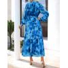 imageZESICA Womens Spring Floral Long Sleeve Maxi Dresses 2026 Casual Button Belted Chiffon Boho Wedding Guest Party DressBlue