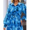 imageZESICA Womens Spring Floral Long Sleeve Maxi Dresses 2026 Casual Button Belted Chiffon Boho Wedding Guest Party DressBlue