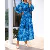 imageZESICA Womens Spring Floral Long Sleeve Maxi Dresses 2026 Casual Button Belted Chiffon Boho Wedding Guest Party DressBlue