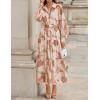 imageZESICA Womens Spring Floral Long Sleeve Maxi Dresses 2026 Casual Button Belted Chiffon Boho Wedding Guest Party DressBrown