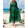 imageZESICA Womens Spring Floral Long Sleeve Maxi Dresses 2026 Casual Button Belted Chiffon Boho Wedding Guest Party DressDarkgreen