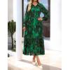imageZESICA Womens Spring Floral Long Sleeve Maxi Dresses 2026 Casual Button Belted Chiffon Boho Wedding Guest Party DressDarkgreen