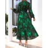 imageZESICA Womens Spring Floral Long Sleeve Maxi Dresses 2026 Casual Button Belted Chiffon Boho Wedding Guest Party DressDarkgreen