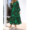 imageZESICA Womens Spring Floral Long Sleeve Maxi Dresses 2026 Casual Button Belted Chiffon Boho Wedding Guest Party DressDarkgreen