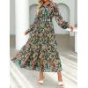 imageZESICA Womens Spring Floral Long Sleeve Maxi Dresses 2026 Casual Button Belted Chiffon Boho Wedding Guest Party DressGreen