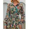 imageZESICA Womens Spring Floral Long Sleeve Maxi Dresses 2026 Casual Button Belted Chiffon Boho Wedding Guest Party DressGreen
