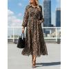 imageZESICA Womens Spring Floral Long Sleeve Maxi Dresses 2026 Casual Button Belted Chiffon Boho Wedding Guest Party DressLeopard