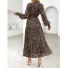 imageZESICA Womens Spring Floral Long Sleeve Maxi Dresses 2026 Casual Button Belted Chiffon Boho Wedding Guest Party DressLeopard