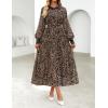 imageZESICA Womens Spring Floral Long Sleeve Maxi Dresses 2026 Casual Button Belted Chiffon Boho Wedding Guest Party DressLeopard