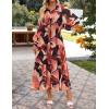 imageZESICA Womens Spring Floral Long Sleeve Maxi Dresses 2026 Casual Button Belted Chiffon Boho Wedding Guest Party DressOrange