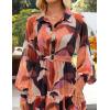 imageZESICA Womens Spring Floral Long Sleeve Maxi Dresses 2026 Casual Button Belted Chiffon Boho Wedding Guest Party DressOrange
